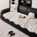 Summer luxury striped sofa cushion thickened plush non-slip living room blanket cover - 70*70 / Black