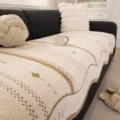 European minimalist beige sofa cover with wavy edge, premium knitted fabric, anti-slip design. - 70x70cm / Brown