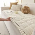 Plush sofa cushion cover winter thick anti-slip couch pad cozy home living room decor - White / 60*60