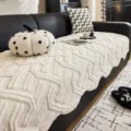 Nordisch minimalistischer geometrischer Sofabezug einfarbig universell rutschfeste Sofadecke - 70*70 / Weiß