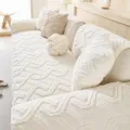 Fundas de cojín de sofá texturizadas de felpa, funda de sofá gruesa antideslizante para sala de estar. - 70x70cm / Estilo Nube de Borde Recto / Blanco