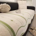 European minimalist beige green wave sofa cover, slip-resistant all-season slipcover protector. - 70x70cm / Green