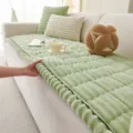 Thickened plush sofa cushion winter warm anti-slip living room couch cover protector - Green / 60*60