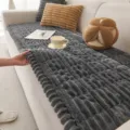 Thickened plush sofa cushion winter warm dark gray striped seat cover non-slip home decor - 60*60 / Warm Winter Dark Grey Sofa Mat
