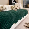 Dark green plush sofa cushion, thick wave textured slipcover for cozy living room - 70*70 / Dark Green