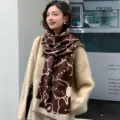 Stylish winter warm women imitation cashmere scarf featuring adorable dog pattern design. - Cute Pet Coffee