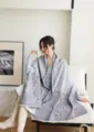 Elegant floral print imitation cashmere scarf shawl for women autumn winter warm travel. - Purple Bamboo Shadows