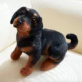 Cute simulation dog plush toy, realistic puppy doll for sofa decoration and kids gift. - 25cm / Squatting Rottweiler