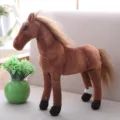 Brown realistic plush horse stuffed toy standing stuffed animal home decor kids toy cute - 60CM / Akhal-Teke Horse