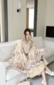 Winter thick women shawl imitation cashmere jacquard fringe warm office nap blanket scarf - White Rabbit Garden