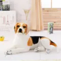 Beagle plush toy realistic stuffed dog doll cute puppy animal pillow brown and white color - Lying Beagle / 30cm 0.145kg