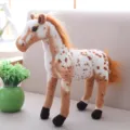 Cute spotted horse plush toy standing animal doll brown white simulation soft kids gift - 60CM / Lushama