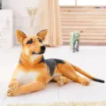 Realistic German Shepherd plush toy soft stuffed dog animal doll for kids gift home decor - Lying Wolfhound / 30cm 0.145kg