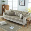 Quilted sofa cover set with elegant lace trim, durable khaki fabric cushion for living room. - Khaki / Chair Mat 40*45 Oval