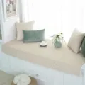Conjunto de cojín para ventana de terciopelo cristal con cojines decorativos beige. - 110x210cm / Beige