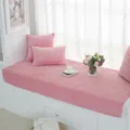 Cojín de ventana de terciopelo cristal rosa con alfombrilla y cojines acogedores para el hogar. - 110x210cm / Rosa