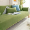 Green velvet sofa cover anti-slip couch slipcover furniture protector for living room - Hemmed Style / 50x70cm / Green