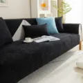 Black Waterproof Sofa Cover Modern Minimalist Couch Slipcover Pet Friendly Protector - Hemmed Style / 50x70cm / Black