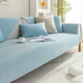 Light blue minimalist solid color waterproof anti-slip sofa cover variant for modern home decoration. - Corduroy Water Blue Folded Edge Style / 50*70 (Usable as Armrest)