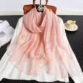 Rosa karierter Seidenschal Damen lange leichte Stola elegante Mode Halstuch Accessoire - Rosa