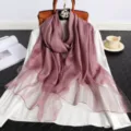 Damen langer Seidenschal modisches Karomuster Schal Herbst Winter elegante leichte Halstuch - Lila