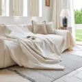 Housse de canapé en chenille beige, style nordique protection de meuble respirante jeté. - Tissu Simple / 180x130cm / Beige