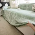 Nordische chenille bankovertrek deken getextureerde groene bankhoes voor woonkamer - 180x90 Pakket / Saliegroen