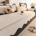 Beige Corduroy Sofa Cover Protector Anti Slip One Piece Sofa Cushion Pad Variant Style - 70*70cm / Off White