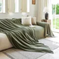 Housse de canapé en chenille verte, style minimaliste nordique, texture respirante pour le salon. - Tissu Simple / 180x130cm / Vert foncé