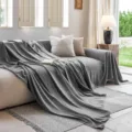 Housse de canapé en chenille grise jeté de canapé style nordique minimaliste respirant - 180x130cm / Gris foncé