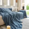 Housse de canapé en chenille bleue, couverture salon style nordique, protection respirante. - Tissu Simple / 180x130cm / Bleu