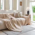 Housse de canapé en chenille beige, couverture style nordique polyvalente pour salon. - 180x130cm / Kaki