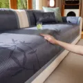 Cooling ice silk rattan sofa cushion, anti-slip summer mat with bamboo pattern, dark blue. - 60x60cm / Blue Gray