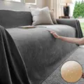 Housse de canapé chenille style nordique universelle quatre saisons respirante douce confortable - Antidérapant Amélioré / 180x130cm / Gris foncé