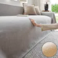 Housse de canapé en chenille grise, universelle quatre saisons minimaliste respirante protection - Antidérapant Amélioré / 180x130cm / Gris clair