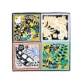 Pañuelo de seda cuadrado para mujer con estampado floral, diseño botánico elegante. - XFJ48