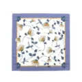Pañuelo cuadrado de seda con elegante estampado floral y borde violeta para moda. - XFJ39