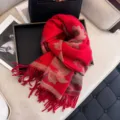 Damen warme verdickte Blumen Jacquard Schal mit langen Fransen, Herbst Winter Stil Schal. - Hellrot