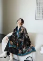 Autumn Winter Chinese Style Jacquard Scarf Thickened Warm Cashmere Feel Shawl Women - Chinese Peacock