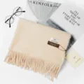 Einfarbiger Kaschmirschal mit Fransen dicker warmer Winterschal weicher eleganter - Khaki / 200cm