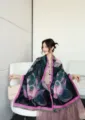 Autumn/Winter new jacquard scarf, high-end Chinese style imitation cashmere shawl, warm neckerchief. - Fantasy Colorful Lotus