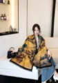 Autumn winter Chinese style landscape jacquard cashmere feel warm shawl scarf thick. - Thousands of Miles of Mountains