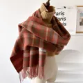Klassischer Damen Karo Schal Herbst Winter weiche Quasten Halswärmer stilvoll kariert - Rot Kariert