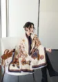 Winter Women Jacquard Thickened Shawl Scarf Vintage Floral Warm Outerwear Variant - White Deer & Flowers Pattern