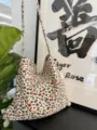 Vintage Floral Cotton Canvas Shoulder Bag Casual Tote Bag Daily Fashion Crossbody Bag - Small Red Floral Print