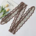 Ruban en dentelle marron bandeau, élégant foulard brodé en filet floral pour femmes usages. - Marron