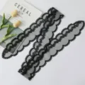 Schwarzes Spitzenband Haarband und vielseitiges Halstuch fuer Damen stilvolles Accessoire - Schwarz
