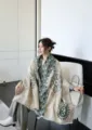 2024 new autumn winter women imitation cashmere printed scarf warm travel casual shawl wrap - Green Baoxiang Totem