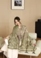 Eleganter grüner Kaschmir-Gefühl Paisley Schal Tuch für Damen, warmes Wintermode Accessoire. - Grünes persisches Paisleymuster