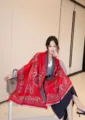 Damen dicker Winterschal warme kuschelige rote Paisley Muster Decke elegant vielseitiges Tuch - Roter Paisley-Baum